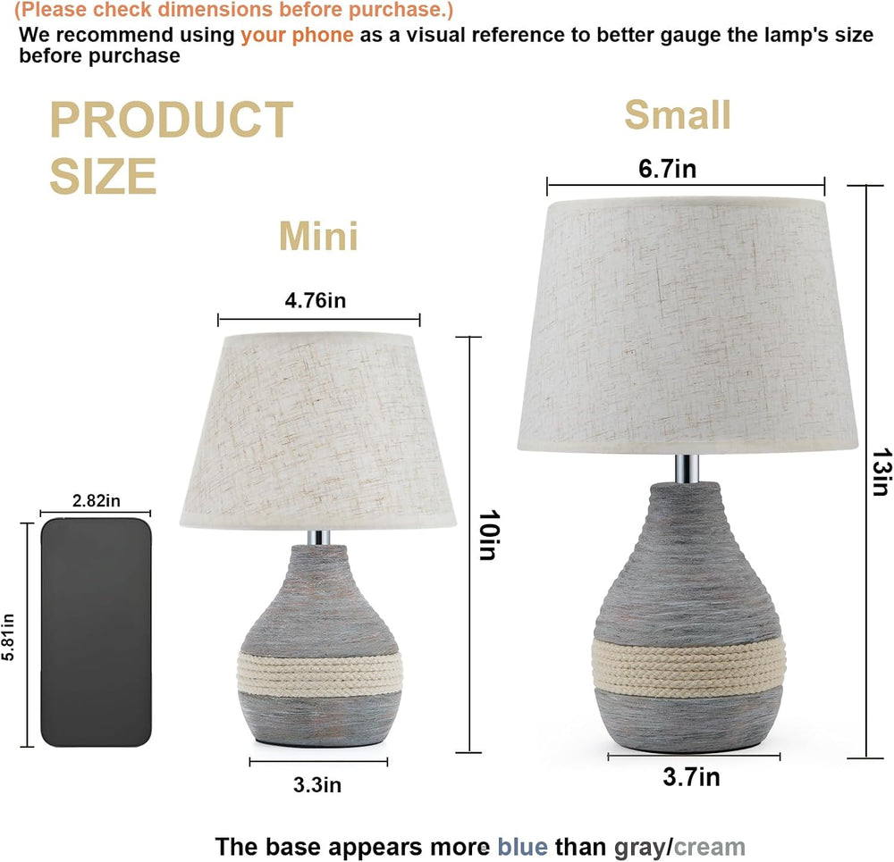 10" H Small Rechargeable Cordless Ceramic Table Lamp, Coastal