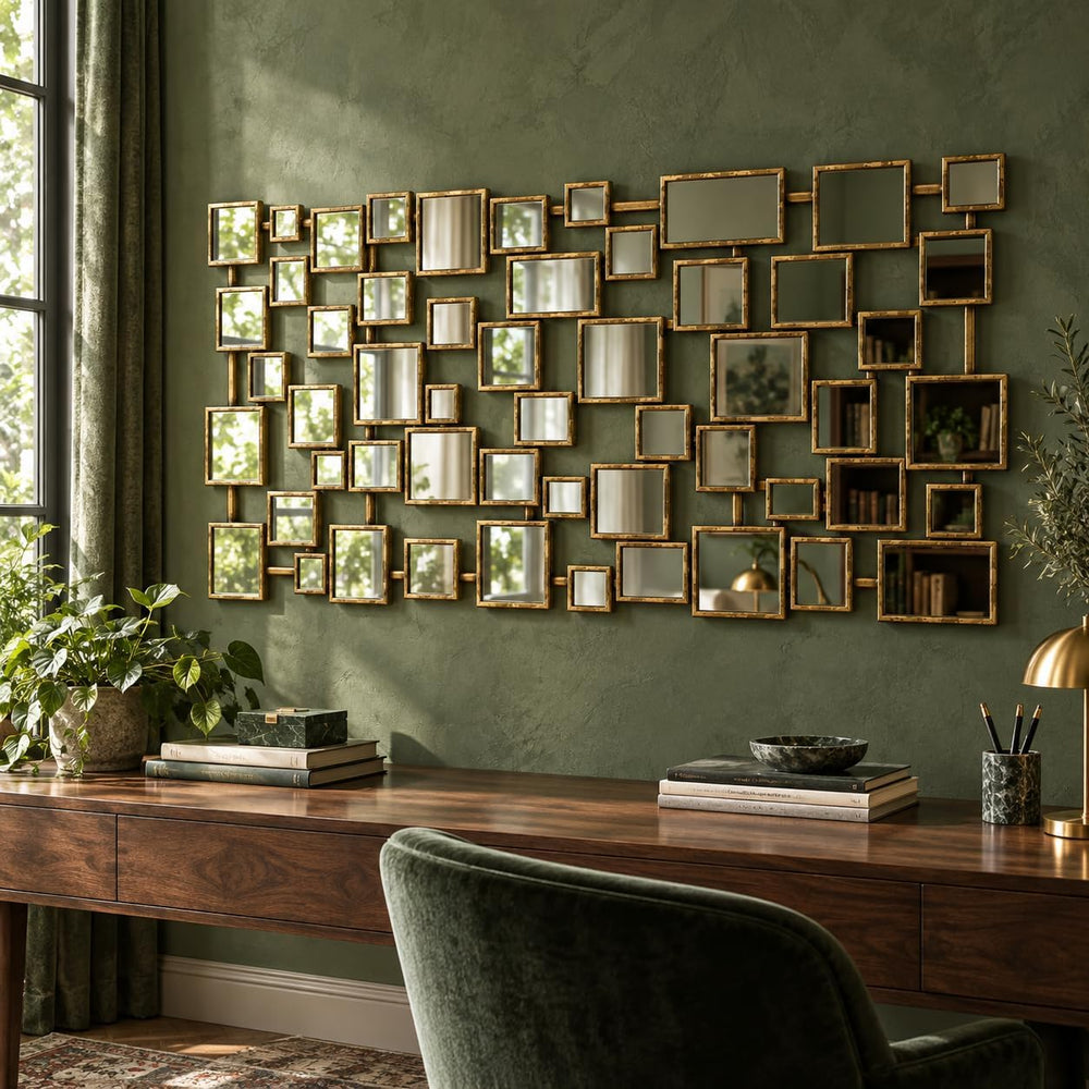 Large Modern Accent Wall Mirror for Living Room Gold 23.6"x47" Meta...
