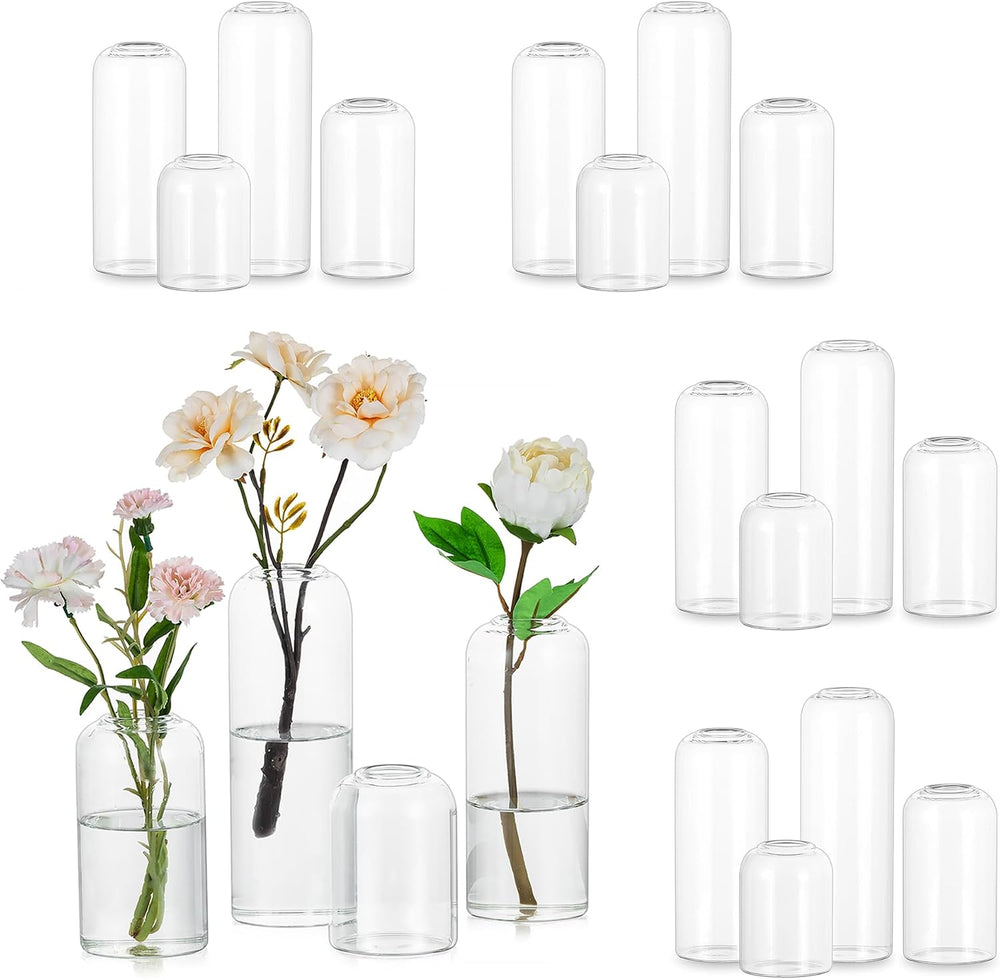 Hewory Glass Bud Vases for Flowers: 20PCS Modern Clear Small Vases Bulk