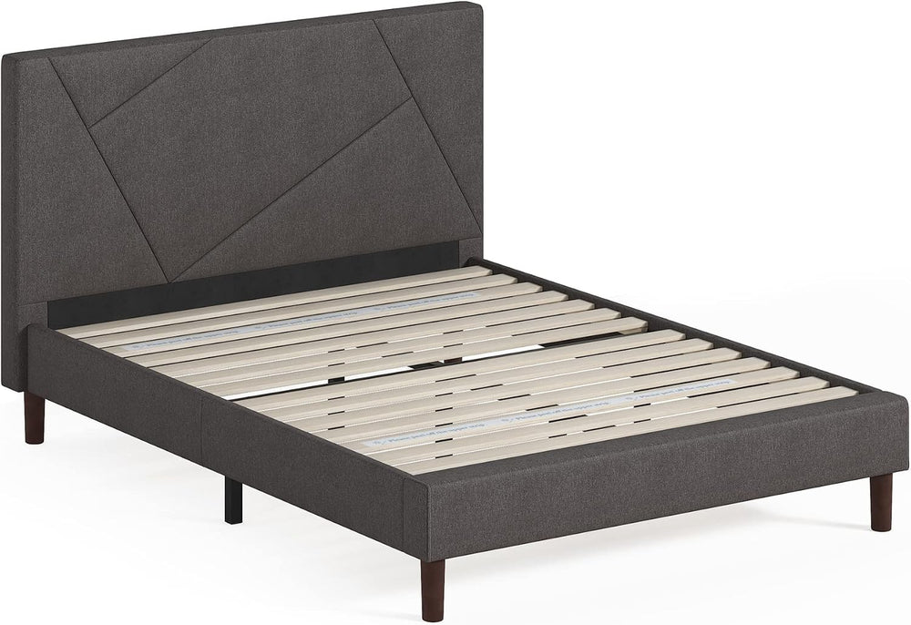 Zinus Judy Upholstered Platform Bed Frame, Mattress Foundation, Wood Slat Sup...