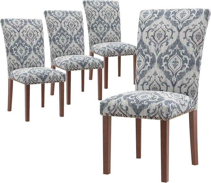 Stylish Dining Chairs Set of 4, Upholstered Parsons Dining Room Chair with Na...