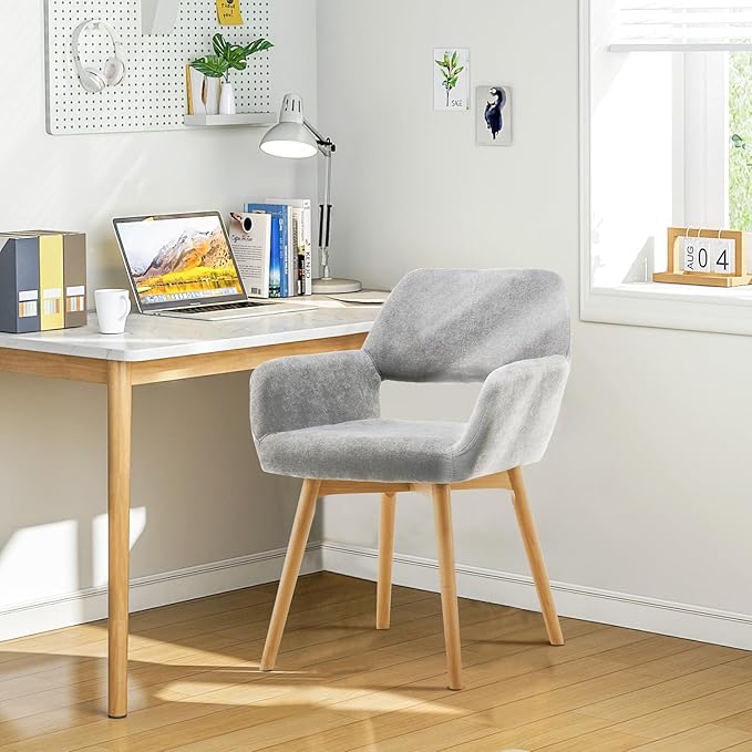 Desk Chair No Wheels Comfy Accent Chair for Living Dining Room Bedroom Vanity...