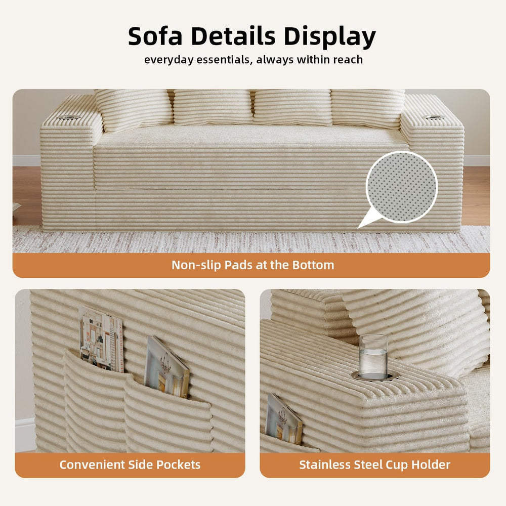 78" Boneless Couch for Living Room, Futon Sleeper Sofa Bed