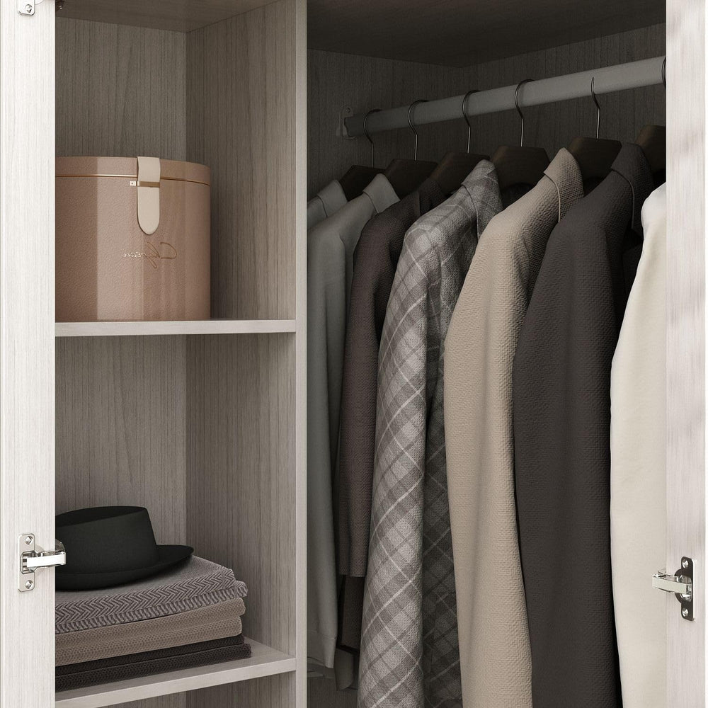 MOUMON Corner Wardrobe, L-Shaped Modern Bedroom Armoires with Frosted Glass D...