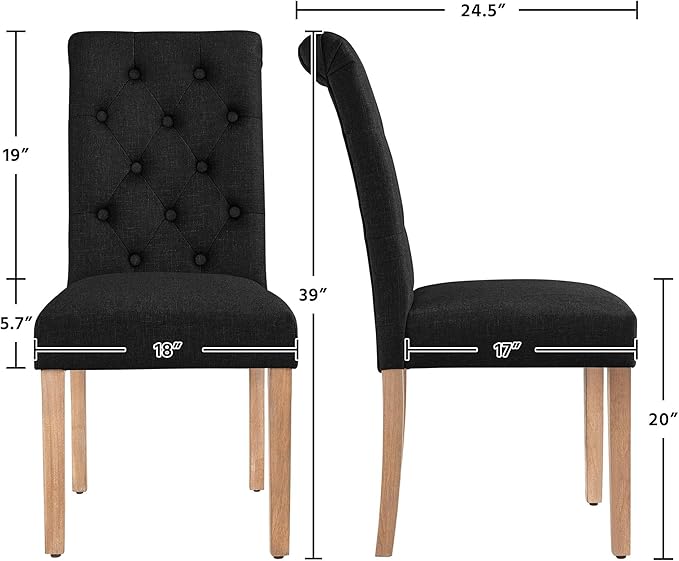 Yaheetech Dining Chairs Set of 2 Fabric Upholstered Dining Room Chairs with B...