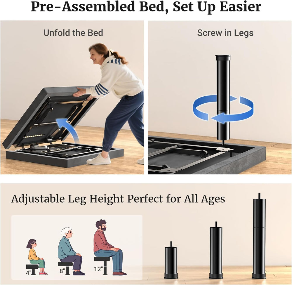 Tami Tami T450 Adjustable Bed Frame Twin XL with Remote, Ergonomic Adjustable...