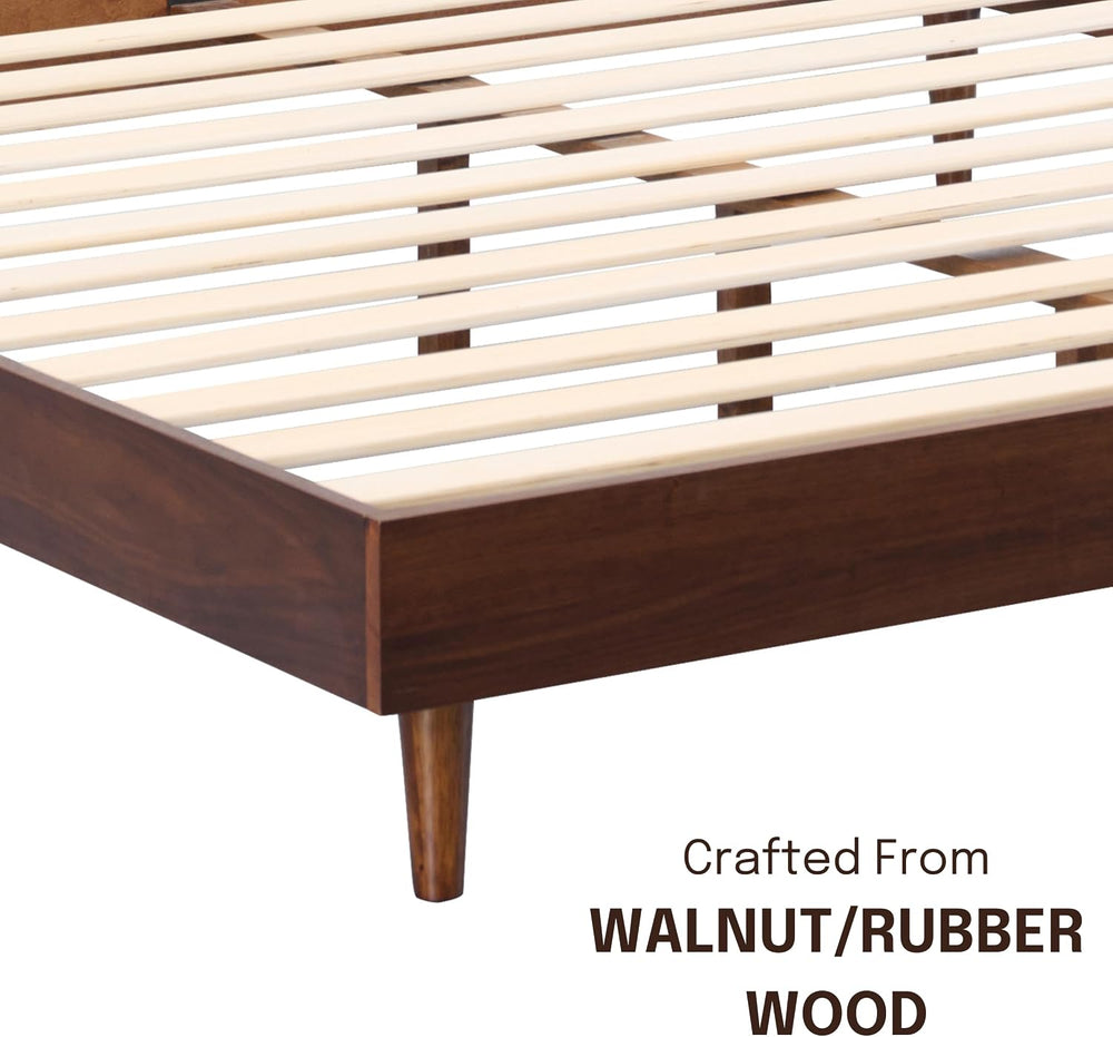 NTC Fly Wooden Bed Frame Without Headboard, Crafted from Walnut, Rubber Wood ...