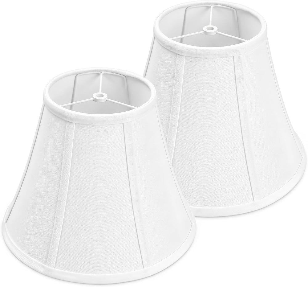 White Bell Lamp Shades Set of 2, 6.7" Top x 13" Bottom x 10" H...