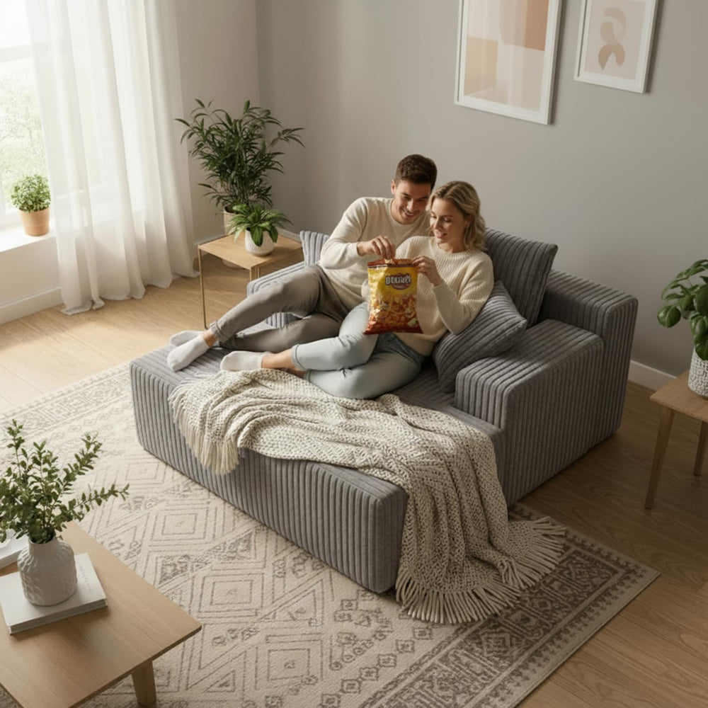 Chaise Lounge with Armrests, Oversized Sofa Bed with 3 Pillows, Cozy Couch, S...