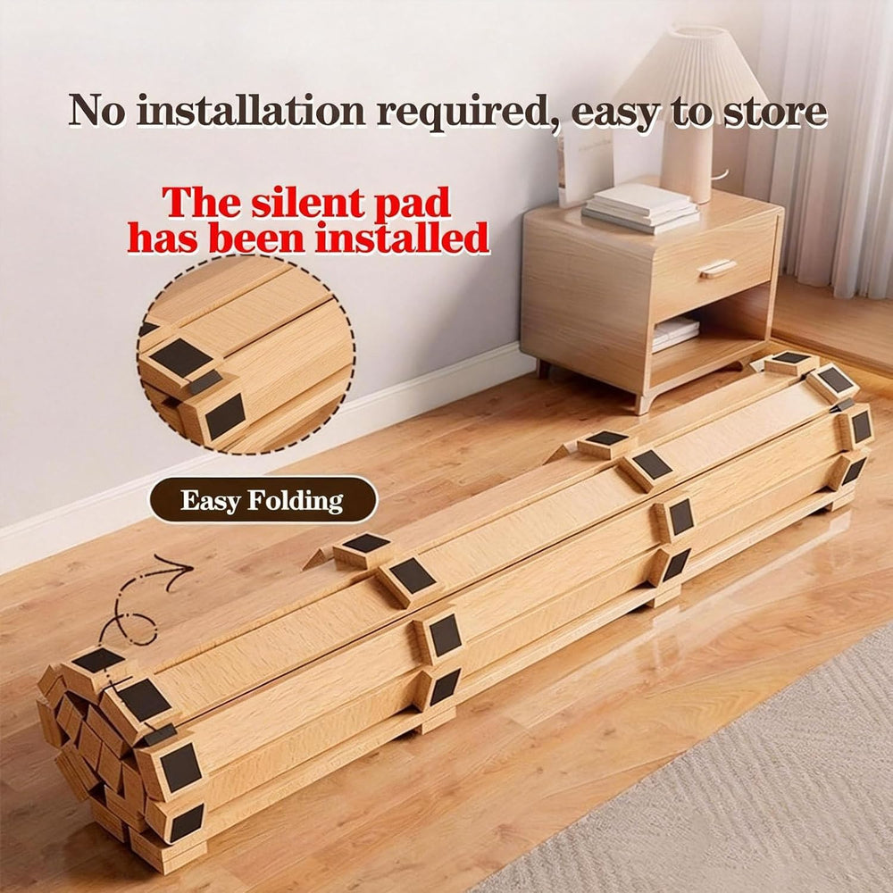 Floor Bed Frame Japanese Bed Frame Solid Wood Foldable Slatted Bed Base Guest...