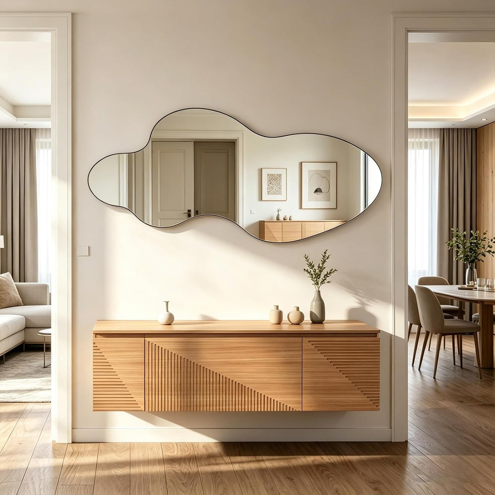 Irregular Wall Mirror, 55"x26" Asymmetrical Decorative Accent Mirro...