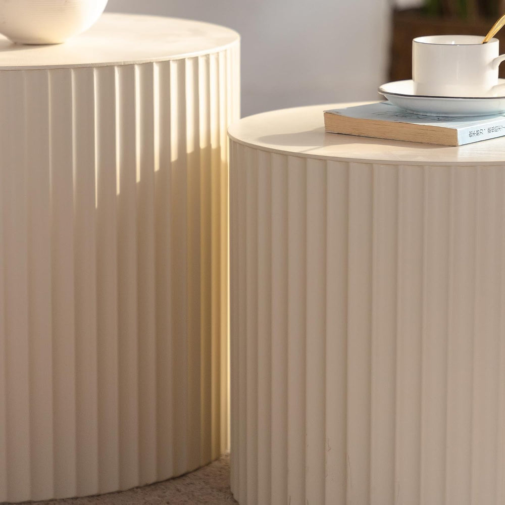 27.56" Nesting Round Coffee Table Set of 2, Morden End Table for Small S...