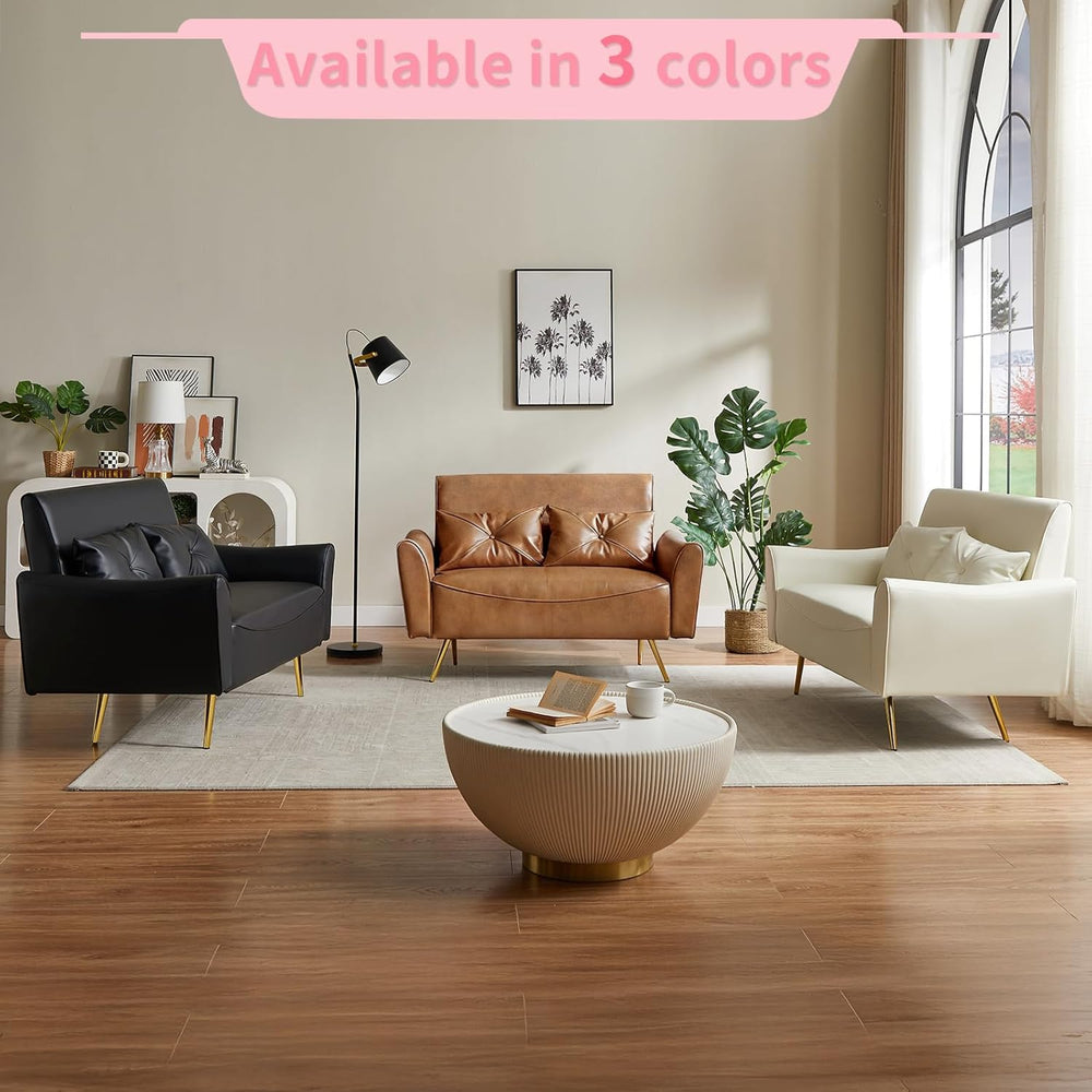 Brelice 47" Faux Leather Loveseat Sofa, Modern Small Couch for Small Spa...