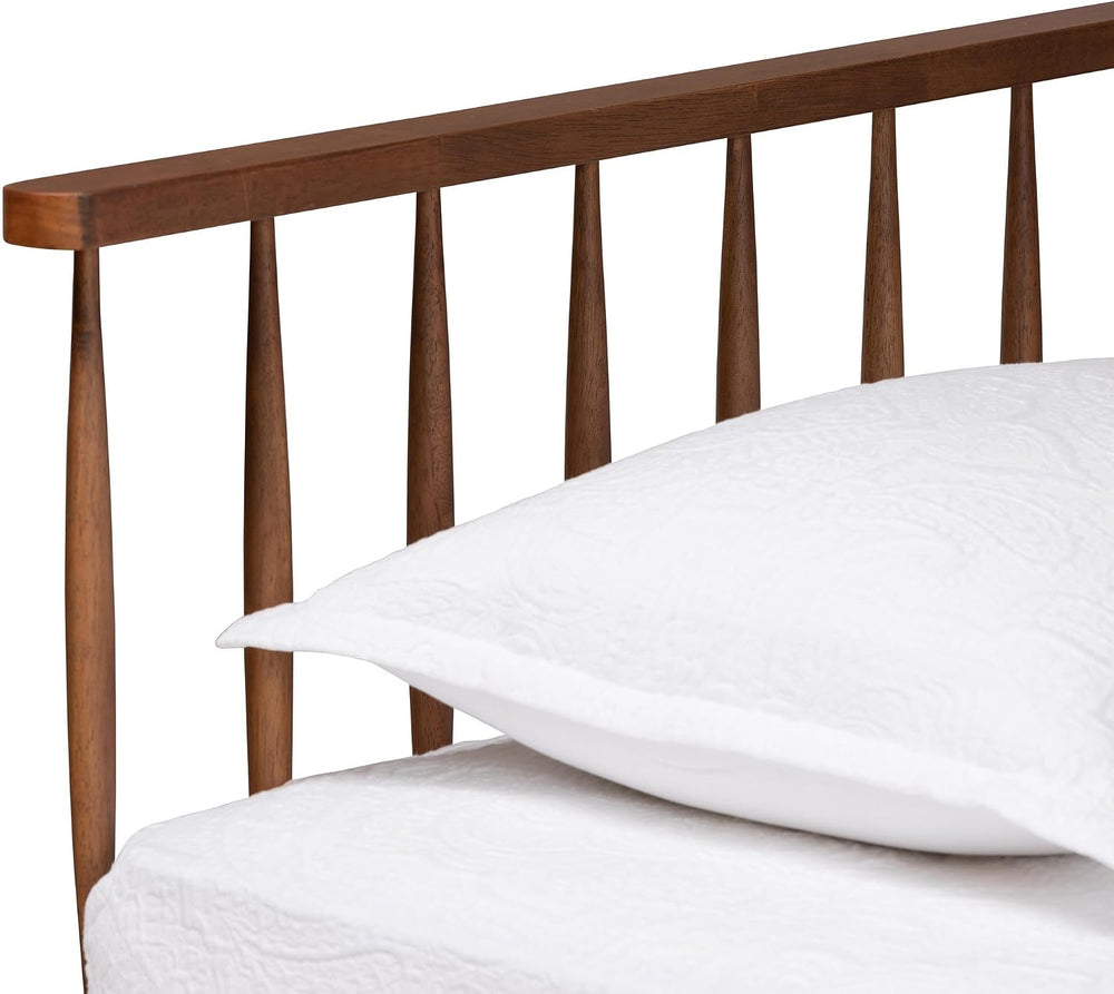 Baxton Studio Matilda Mid-Century Modern Ash Walnut Finished Wood Twin Size D...