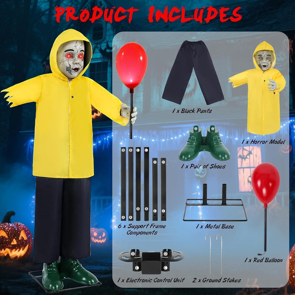 Halloween Decorations Outdoor 4FT Life Size Scary Boy Animatronics Prop