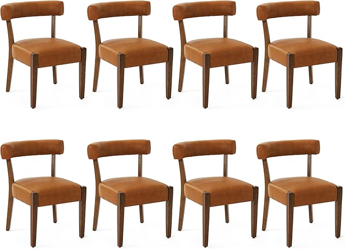 Modern Dining Chairs Set of 8, Faux Leather Upholstered Kitchen & Dining ...