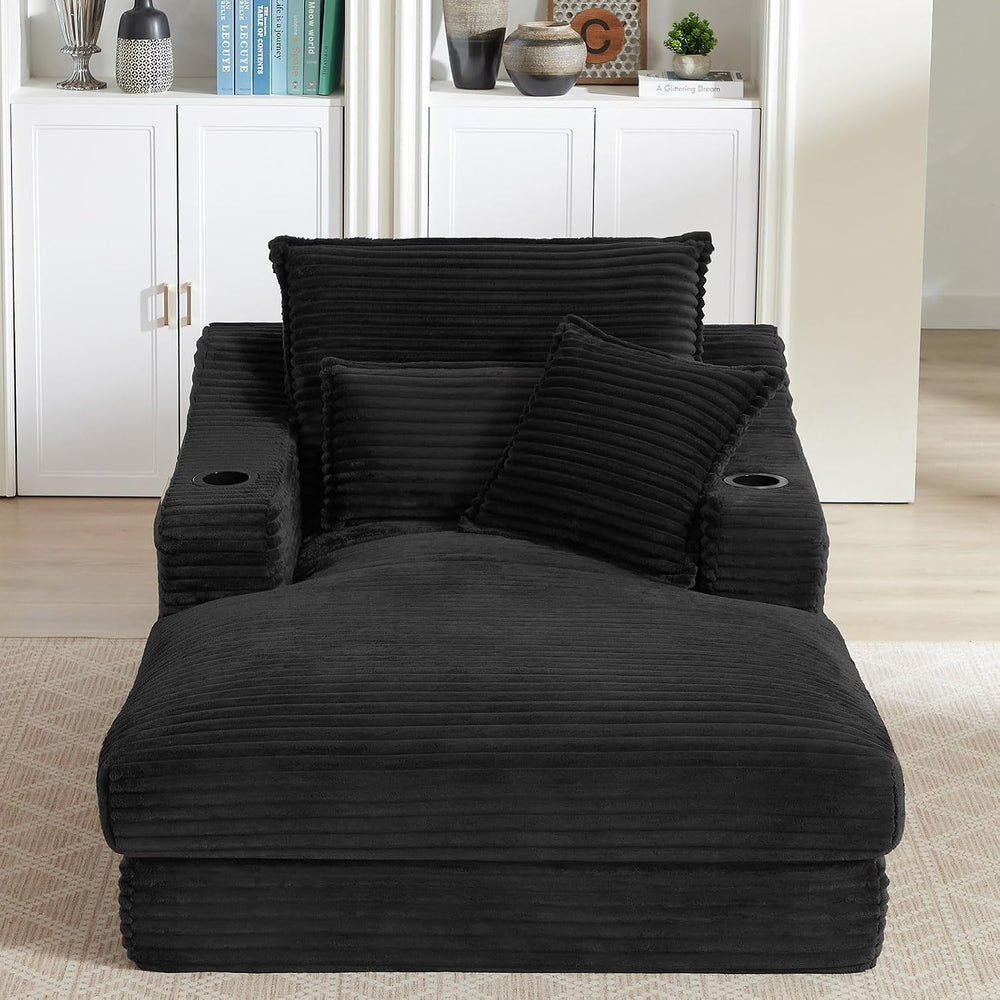 47.2"Oversized Chaise Lounge Chair Indoor,Corduroy Boneless Reading Chai...