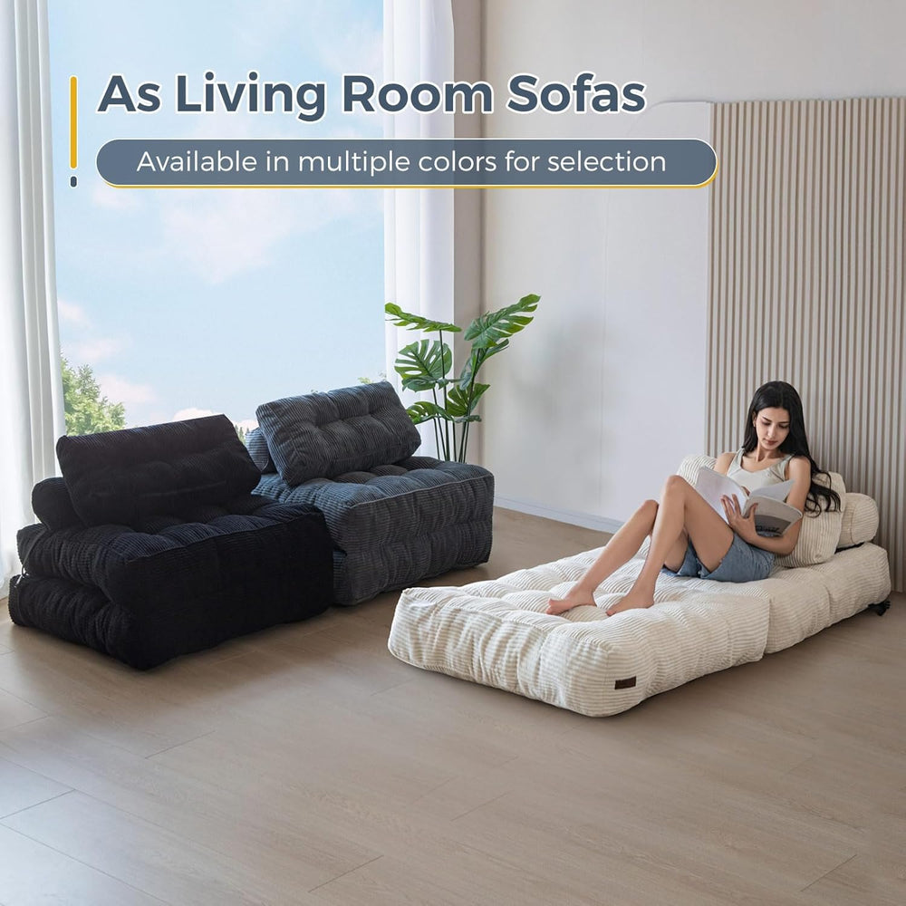 MAXYOYO Folding Sofa Bed, Convertible Chair with Pillow Foldable Couch with B...