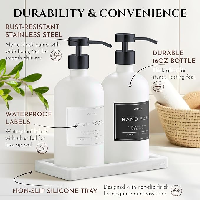 Glass Soap Dispenser Set of 2