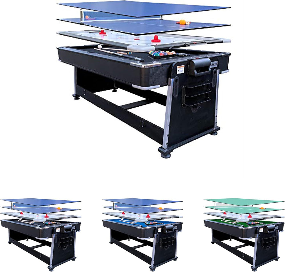 RACK Triad 7-Foot 3-in-1 Multi-Game Swivel Table - Billiards/Pool, Table Tenn...