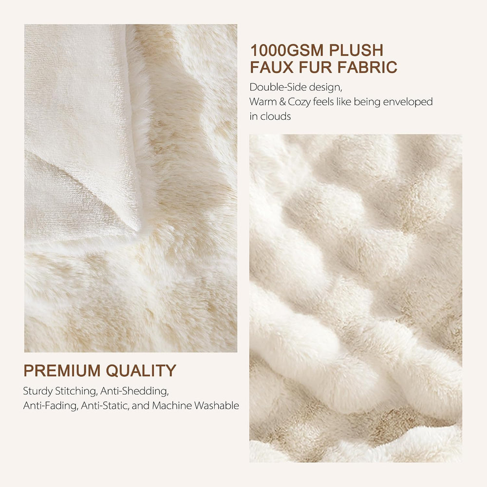 NORD ECO Luxury 1000GSM Faux Rabbit Fur Throw Blanket, Super Heavy Warm Cozy ...