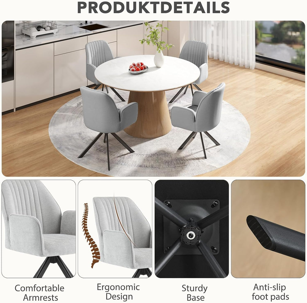 Furniliving 360° Swivel Dining Chairs Set of 2, Modern Upholstered Dining Roo...