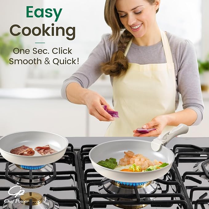 Chef Power Ceramic Nonstick Pots and Pans Set 19 Piece