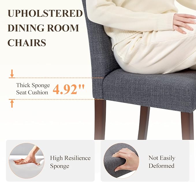 Upholstered Parsons Dining Chairs Set of 6, Modern Dining Room Chairs with Ba...