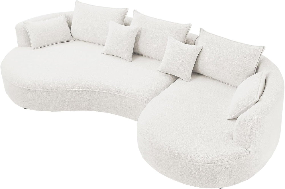 KEVINSPACE 128.15" Sofa Couch Modern Curved Cloud Round Sectional Couche...