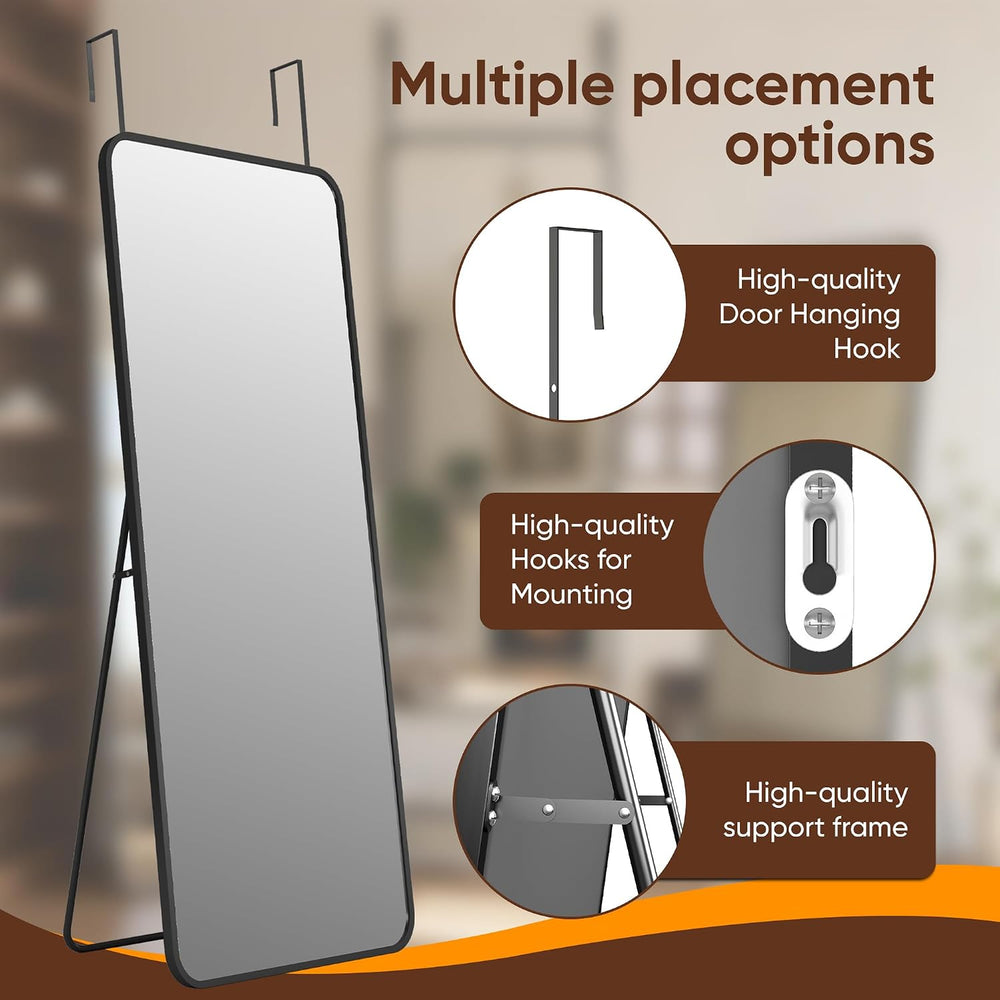 Antok 48" x 14" Full Length Over-the-Door Mirror, Hanging Mirror, B...