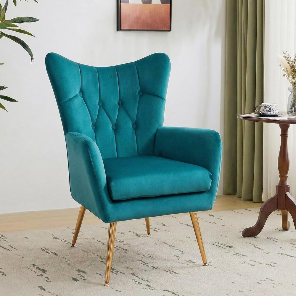 Container Furniture Direct Modern Chic Mid-Century Velvet Accent Armchair for...