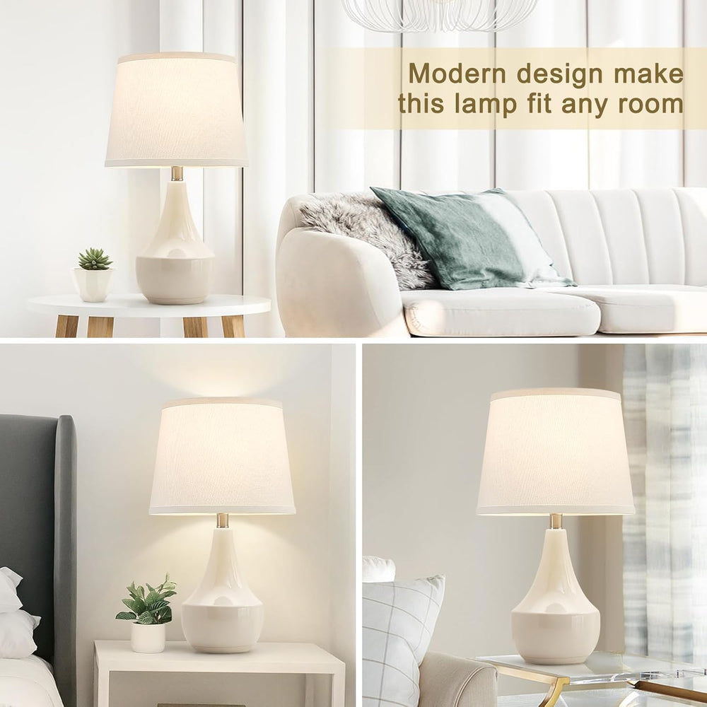 18" Table Lamp Set of 2, Ceramic Table Lamp Classic Beside Lamps Nightst...