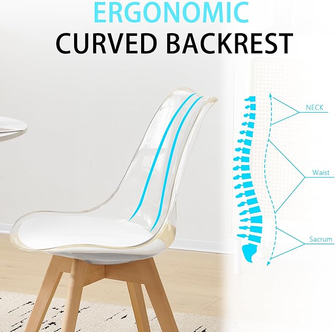 Clear Dining Chairs Set of 2, Modern Acrylic Dining Chair Transparent Chairs ...