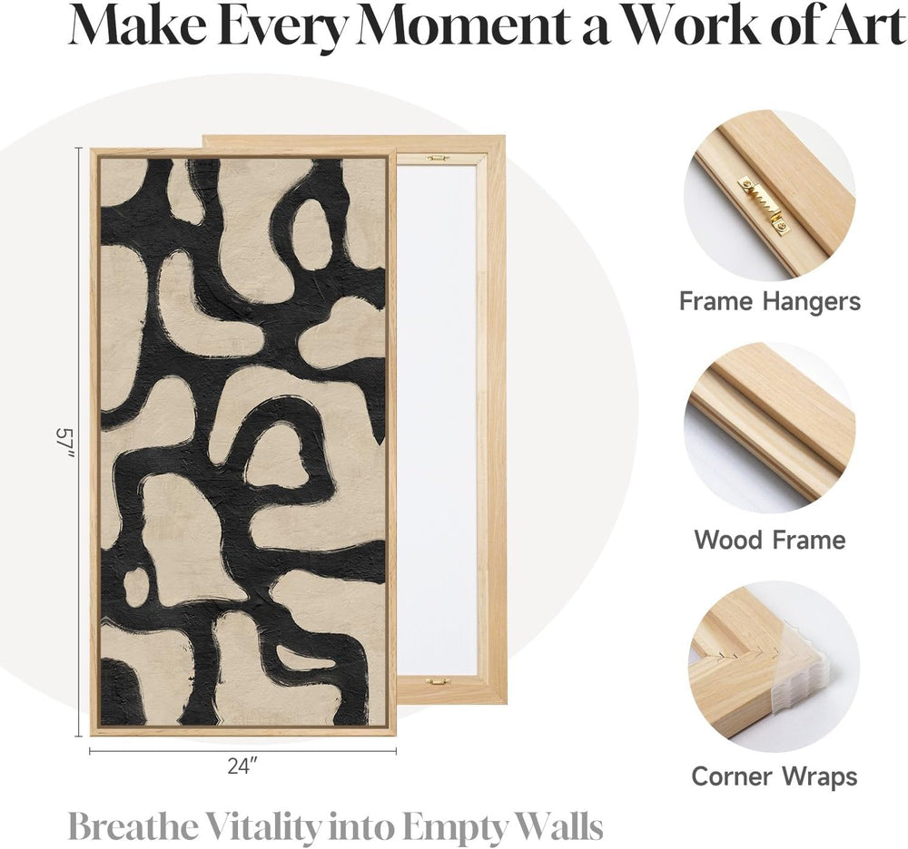 Large Framed Modern Abstract Horizontal Wall Art for Living Room, 60x30 In