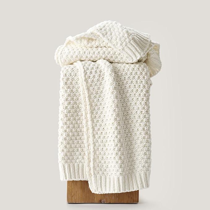EVERGRACEHOME Chunky Chenille Knit Throw Blanket