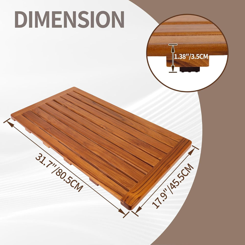 Utoplike Teak Bath Mat, Large Wood Shower Mats for Bathroom, 31.7 x17.9 in | ...