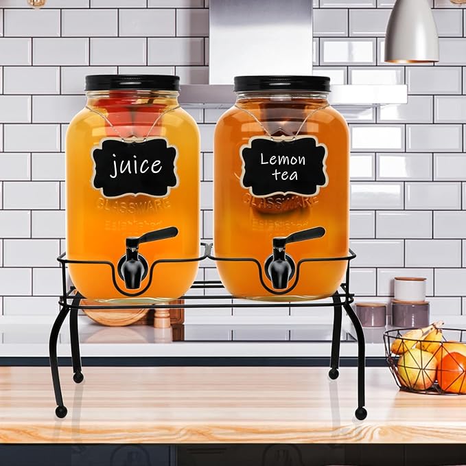 1-Gallon Drink Dispenser, Accguan Glass Water Dispenser