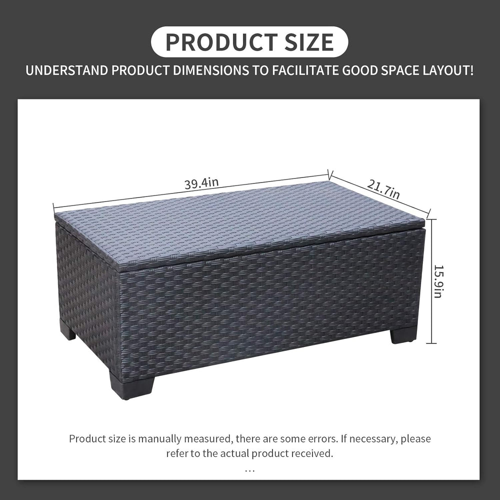 Rattaner Patio Coffee Table with Storage Wicker Outdoor Coffee Table and All-...