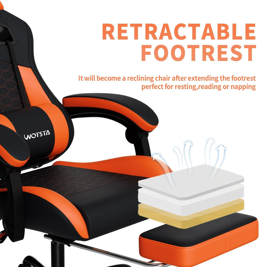 Gaming Chair with Massage,Ergonomic PC Gaming Chair with Footrest Comfortable...