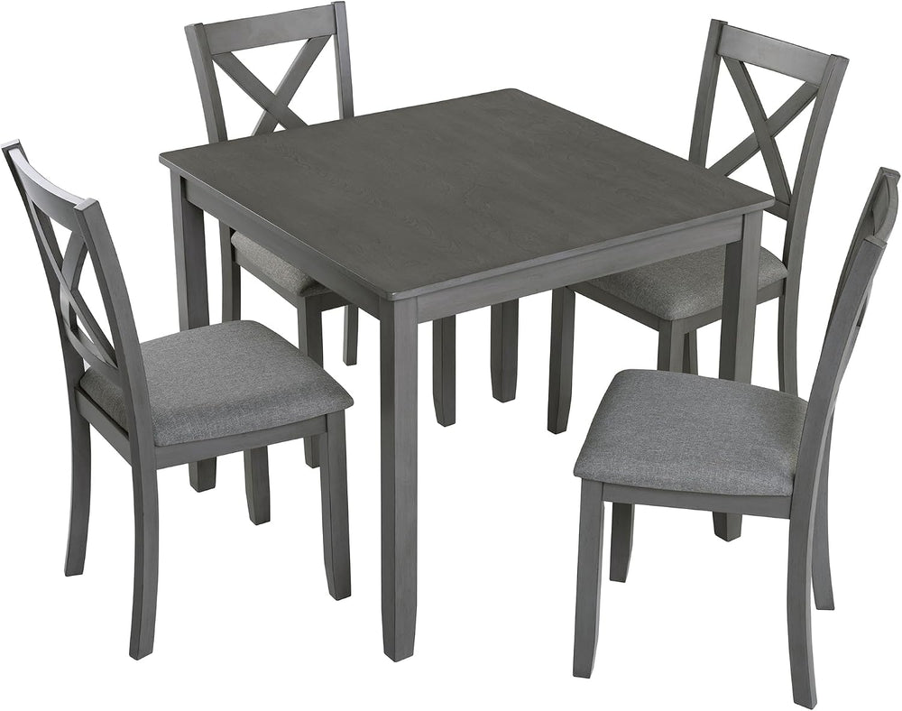 LUMISOL 5-Piece Wooden Dining Table Set with 4 Chairs, Kitchen Table Set for ...