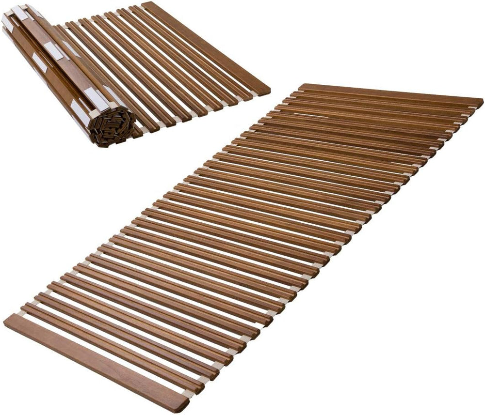 EMOOR Wood Roll-Type Slatted Bed OSMOS Twin for Japanese Futon Mattress (Brow...