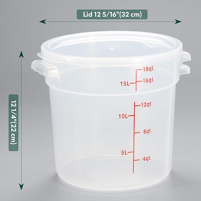 CURTA 18 Quart Translucent Round Food Storage Container