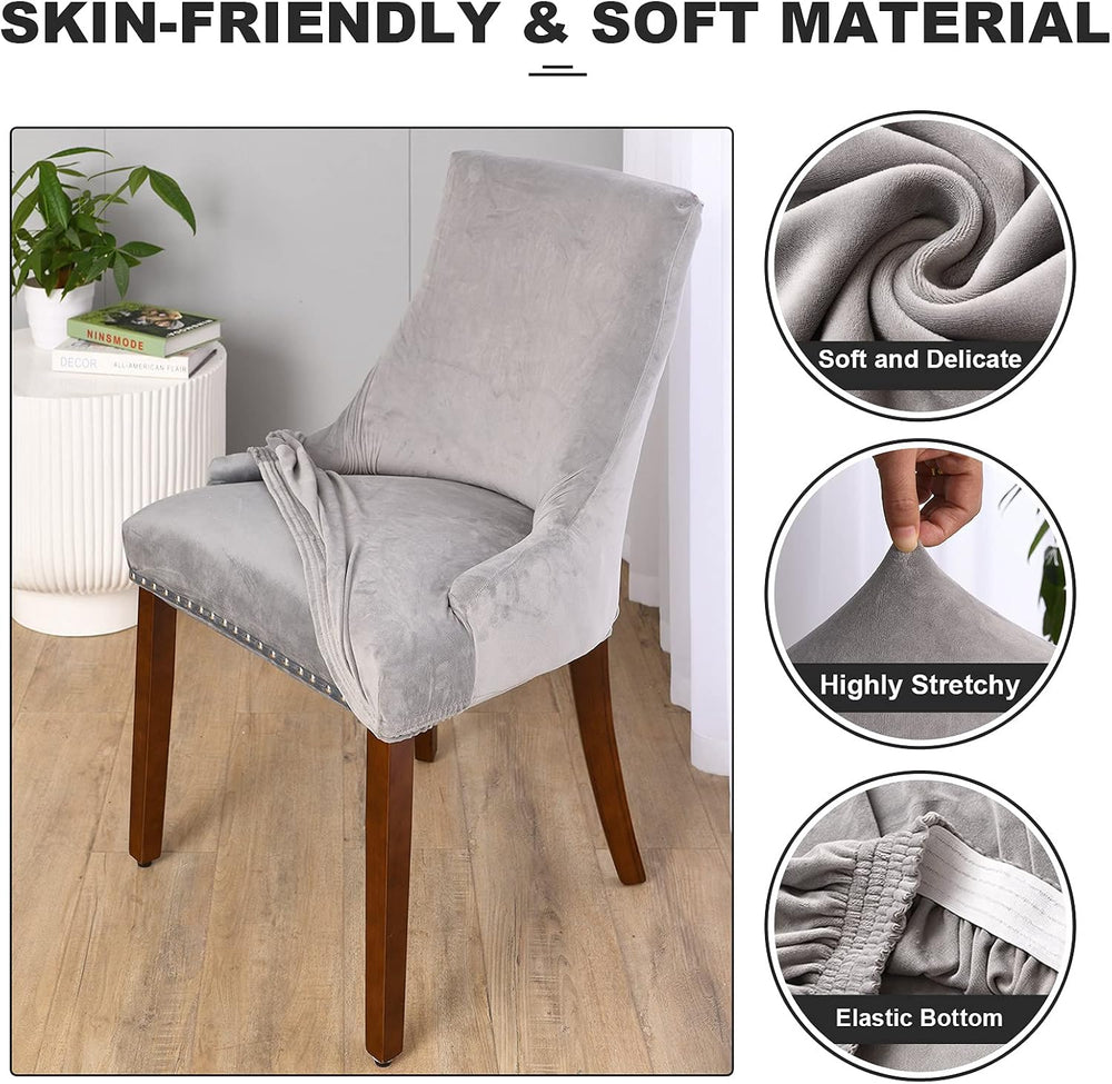 MIFXIN Velvet Wingback Chair Cover Slipcover Stretch Washable Sloping Armchai...