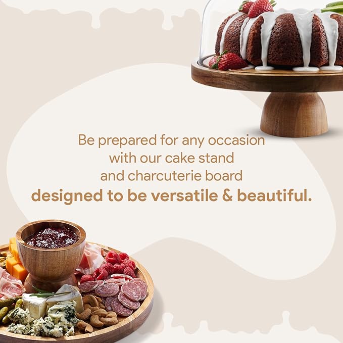 HOMESPHERE Acacia Wood Cake Stand