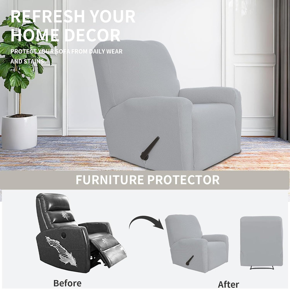 Easy-Going Stretch Recliner Chair Sofa Slipcover Washable Silver Gray