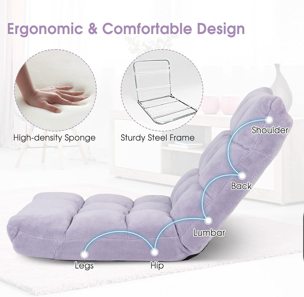 S AFSTAR Cushioned Floor Chair, 14-Position Adjustable Padded Lazy Recliner w...