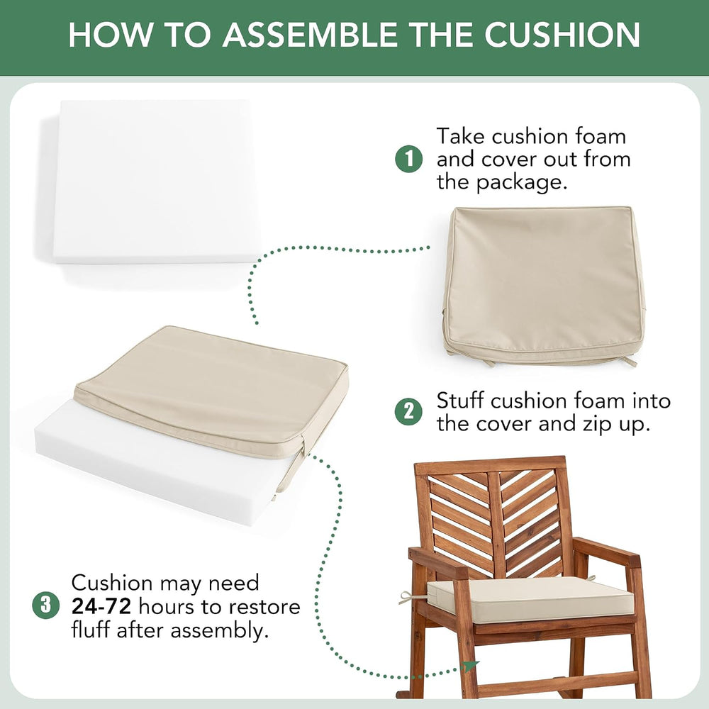 Outdoor Chair Cushions Set of 4: Waterproof & Fade Resistant Deep Seat Cu...