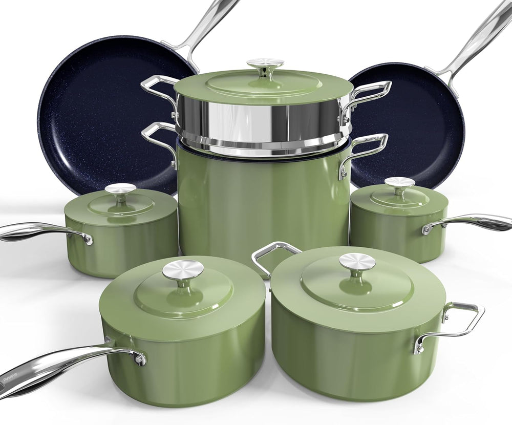 Nuwave Lux 13pc Forged Lightweight Cookware Set PFAS Free, Healthy G10 Duralon