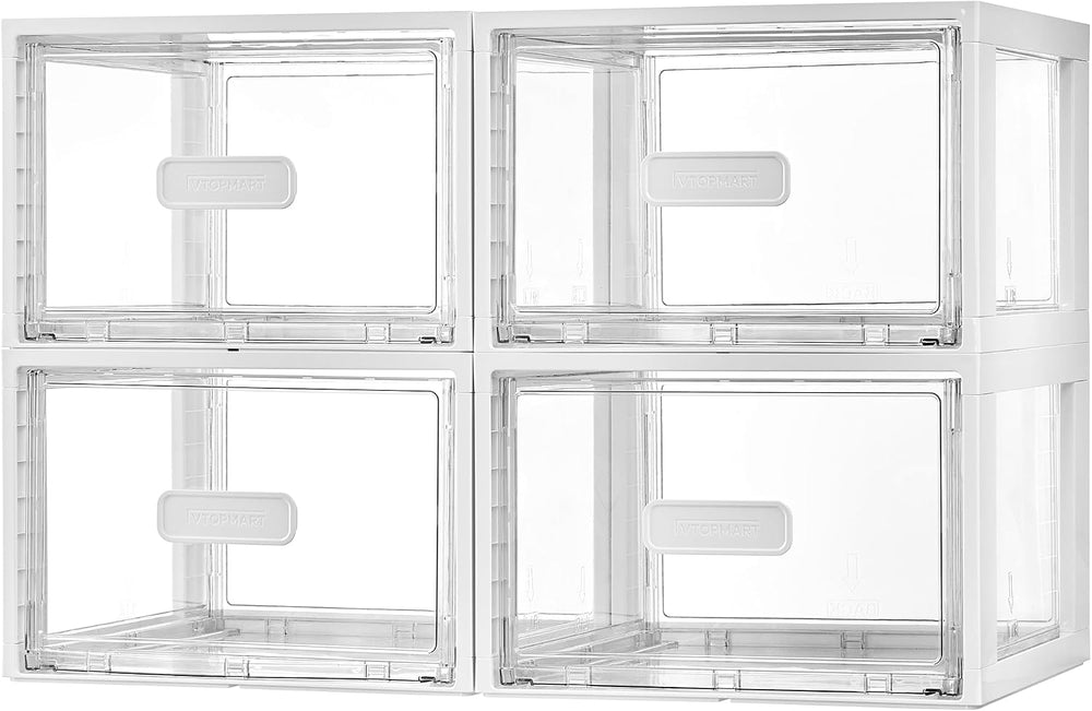 Vtopmart 4 Pack 18QT White Stackable Storage Drawers, Easily Assemble Closet