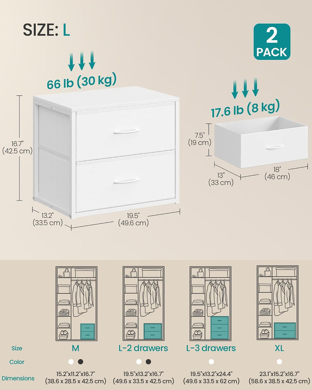 SONGMICS Closet Organizers and Storage, Stackable Storage Drawers